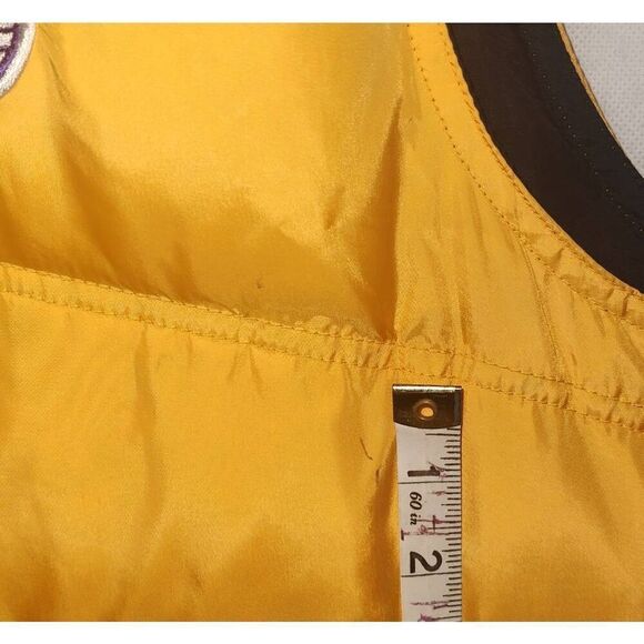 REEBOK Los Angeles Lakers Yellow Puffer Vest Sz 2XL Basketball Back spell out Do - Picture 5 of 10